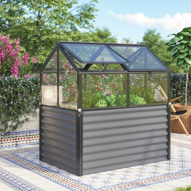 Vitavia Hochfrühbeet Gamma mit Unterbau, Schwarz, B: 89 cm, T: 127 cm, H: 135 cm - Bild 2