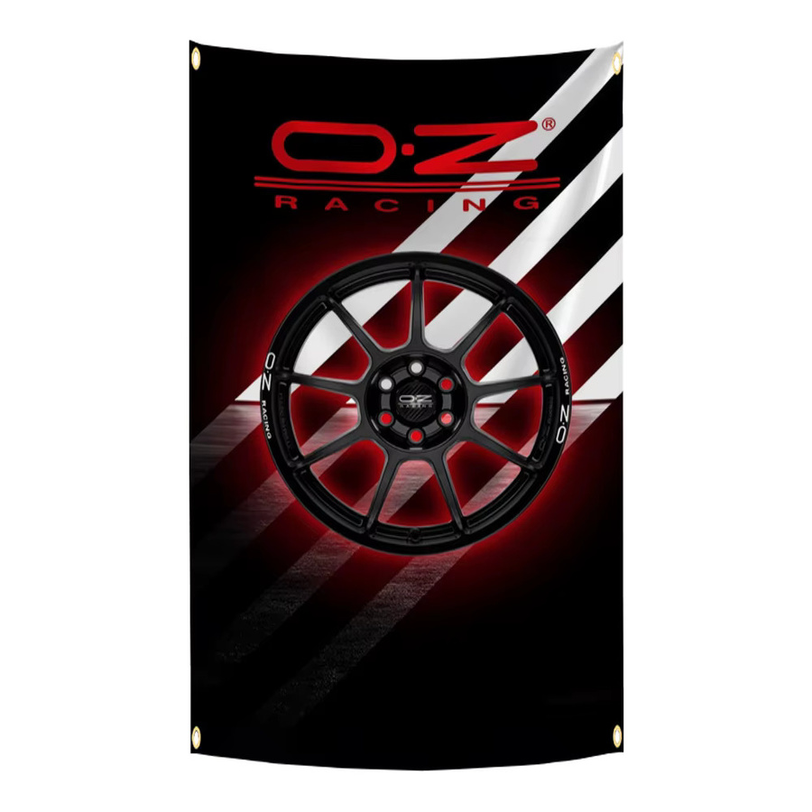 OZ Racing Motorsports Radnabenflagge Banner aus Polyester in Schwarz mit Digitaldruck, B x H: 90 x 150 cm - Bild 5