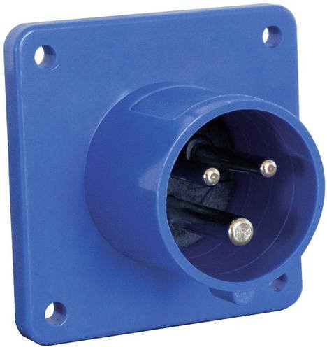 AS Schwabe Camping CEE Anbaustecker 3-polig 16A 230V IP44 Blau Lochmaß 60 x 60 mm Flansch 75 x 75 mm - Bild 1