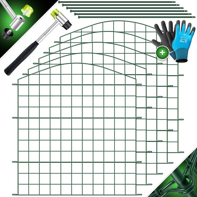 KESSER Steckzaun Komplettset aus Metall als Gitterzaun mit Rundbogen für Garten und Freigehege - Bild 1