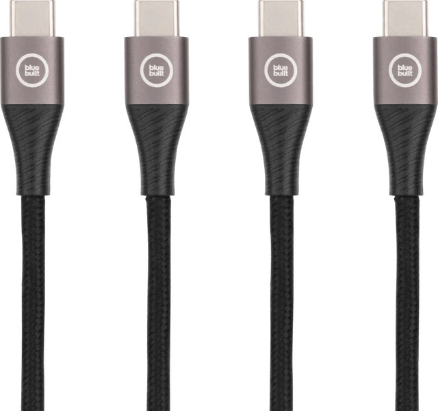 BlueBuilt USB-C-auf-USB-C-Kabel aus Nylon in Schwarz, Doppelpack, Länge: 1,5 m - Bild 1