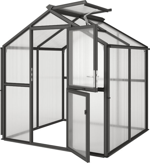 KGT Gewächshaus Galant II in Anthrazit-Grau mit 4,5 m² Fläche und 10 mm HKP, B/L: 2,16 x 2,38 m - Bild 1