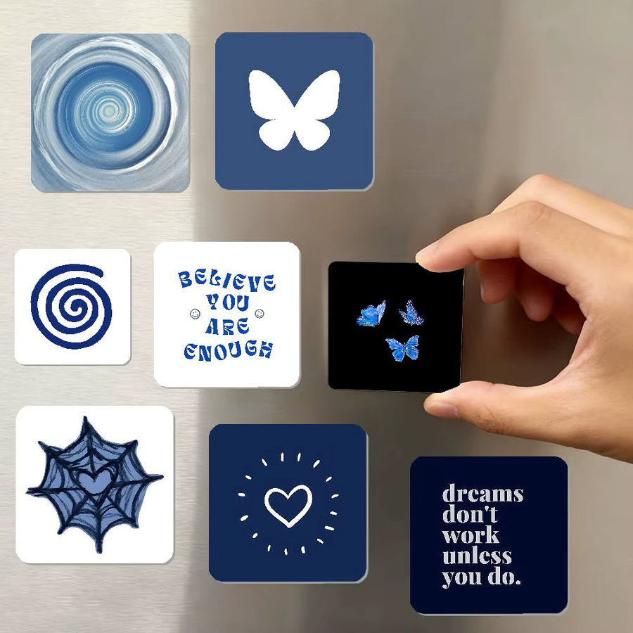 Dekorative Kühlschrankmagnete im blauen Design mit Sternen, Herzen und Katzenmotiven für deine Home Decor Gestaltung - Bild 3