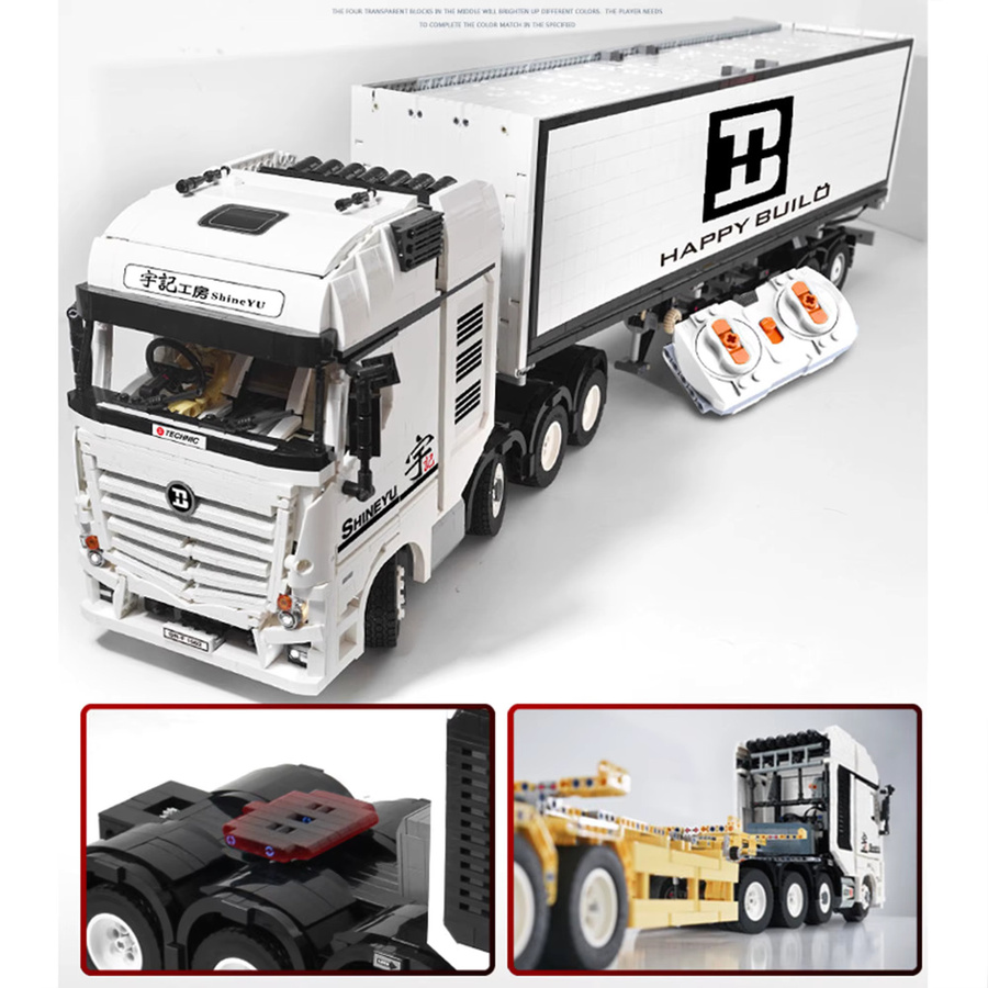 inhaw Traktor-Kopfteil mit LKW-Container-Bausteinen, 1:10, rosa, weiß - Bild 2