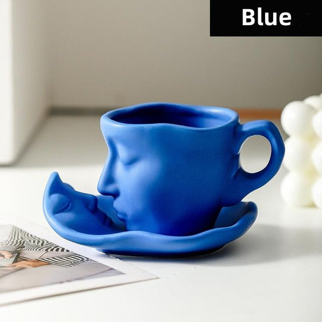 Bestbags Espresso Tasse aus Keramik mit Gesichts-Design in Blau, 100 ml - Bild 1