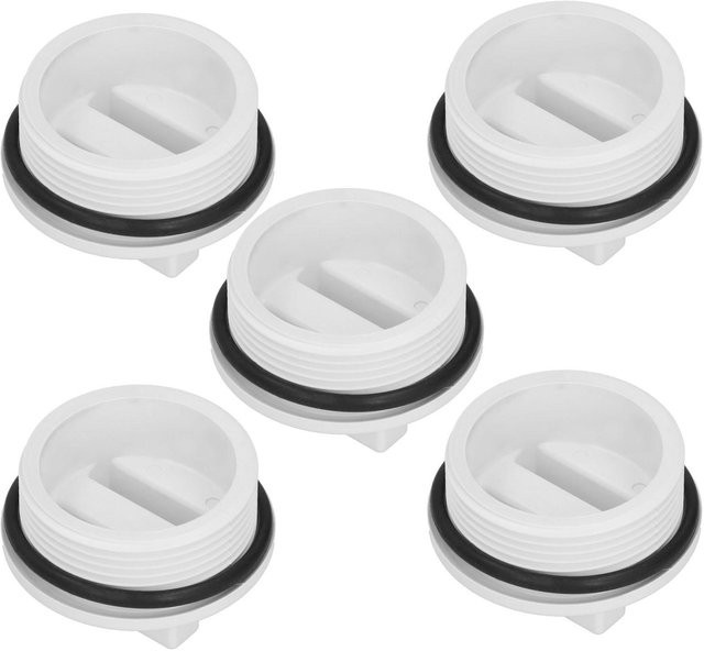 5er Set mfySpace Pool und Spa Überwinterungsstopfen mit O-Ring, 1,5 Zoll Gewinde, weiß, Kunststoff - Bild 1