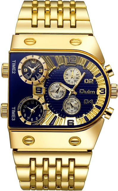 Oulm Armbanduhr, Quarz, Edelstahl, Gold, Blau, Herren - Bild 1