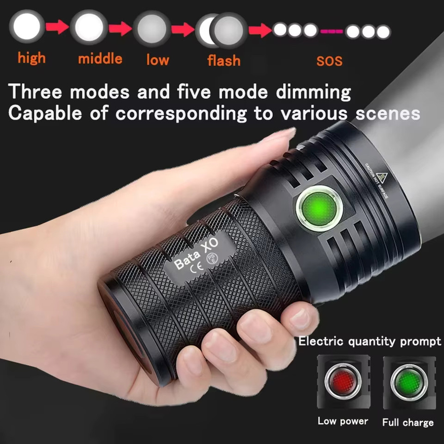 KENSUN Hochleistungs-LED-Taschenlampe, taktische USB-wiederaufladbare Lichtlampe in Schwarz - Bild 5