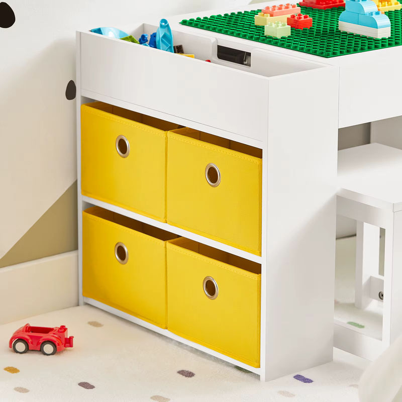 SoBuy Kindertisch mit 2 Stühlen KMB75-W Kindersitzgruppe mit Stauraum in Weiß B/T/H: 87 x 50 x 50 cm - Bild 4