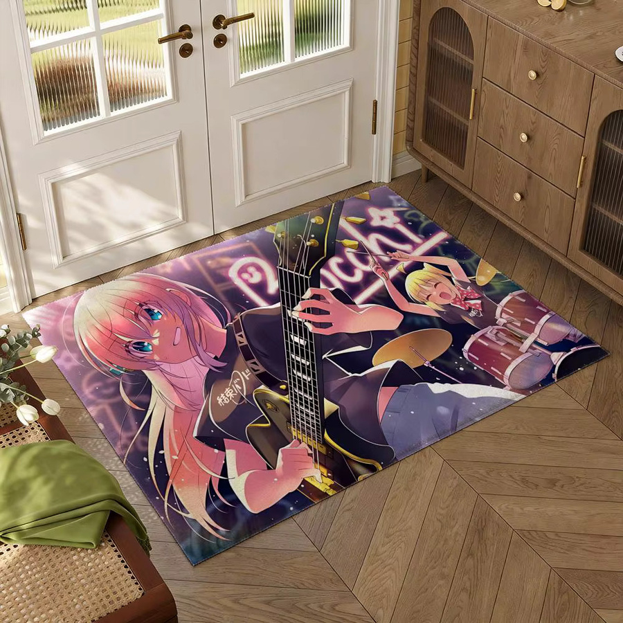 Bocchi the Rock Bodenmatte aus weichem Flanell und Polyester, rutschfester Teppich für dein Wohnzimmer in Schwarz und Multicolour, rechteckig - Bild 2