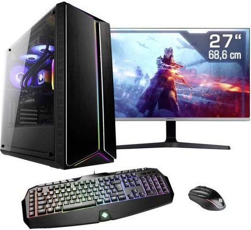 CSL Computer Gaming PC M10180H in Schwarz mit 27 Zoll WQHD Monitor, AMD Ryzen 7 7800X3D, 16GB RAM, 1000GB SSD und Nvidia GeForce RTX 4070 12GB GDDR6X - Bild 1
