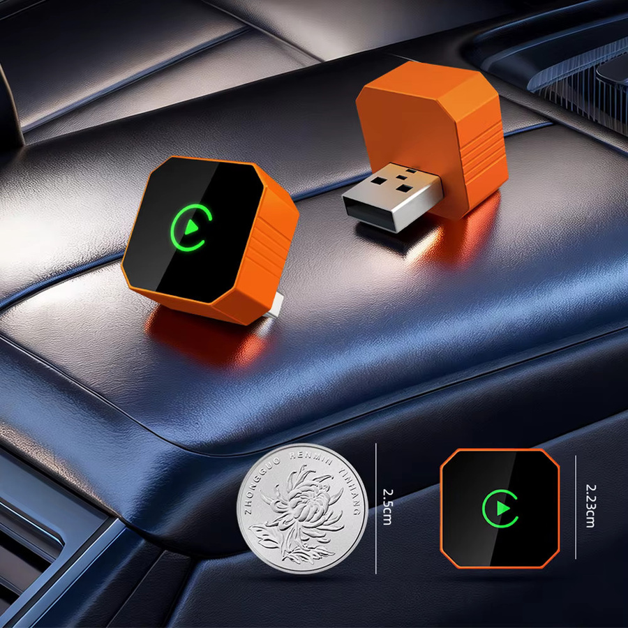 EKIY 2in1 Wireless CarPlay Dongle und Android Auto Adapter Smart AI Box für intelligente Autosysteme in Orange - Bild 2