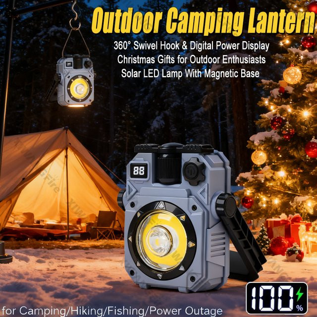 NEWBIRTH Solar-Magnet-Arbeitsleuchte mit LED und 5 Modi, wiederaufladbare Taschenlampe für Camping, Garten und Notbeleuchtung - Bild 1