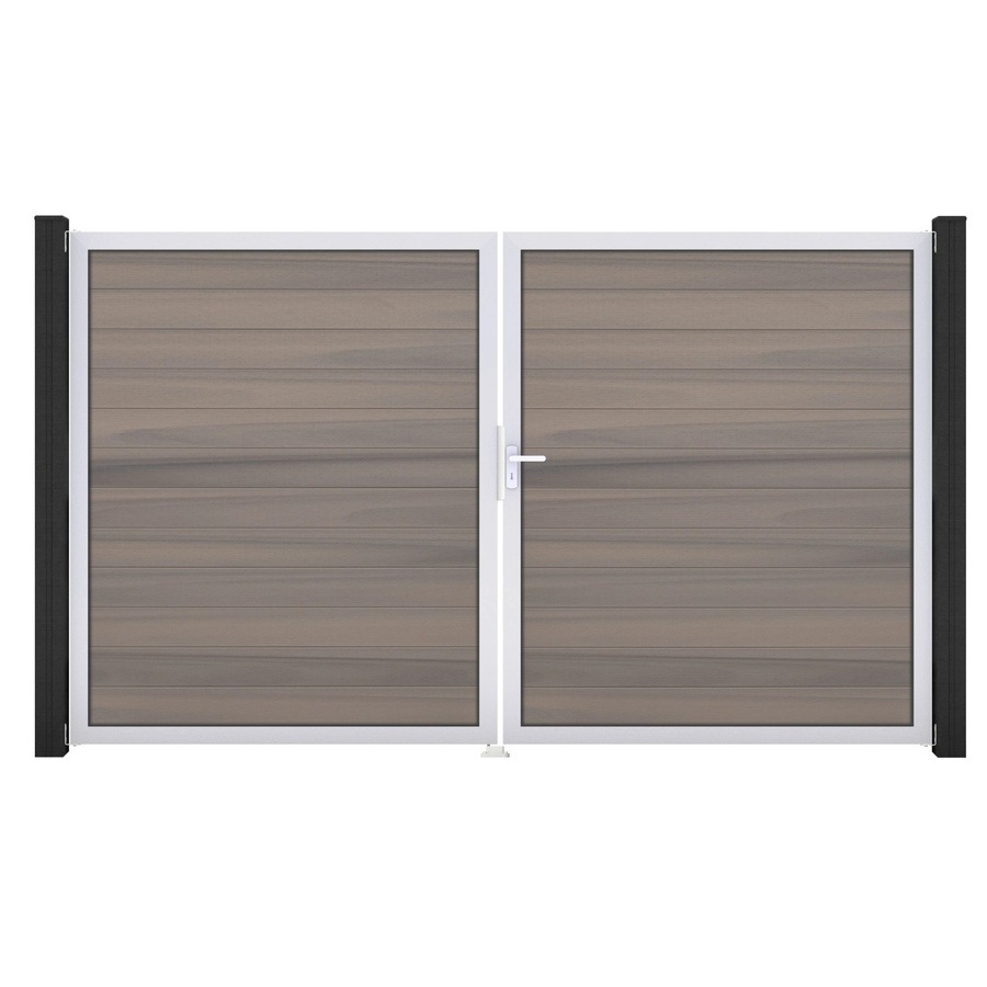 GroJa Solid Steckzaun Tor DIN Rechts EV1 Bi-Color co-extrudiert in Sand/Multicolor, 2-flügelig aus Aluminium und BPC - Bild 2