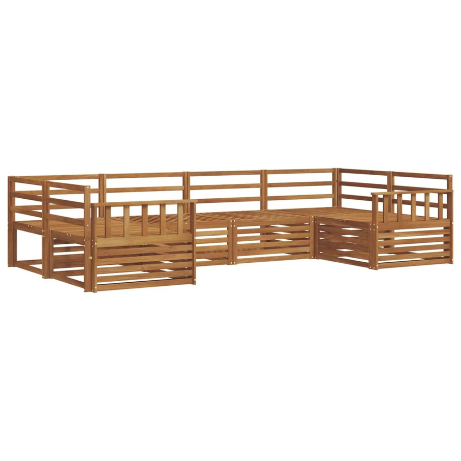 vidaXL Sofagarnitur aus Massivholz Akazie in Natur Braun, 6-teiliges L-Shape Sofa mit modernem Latten-Design - Bild 2