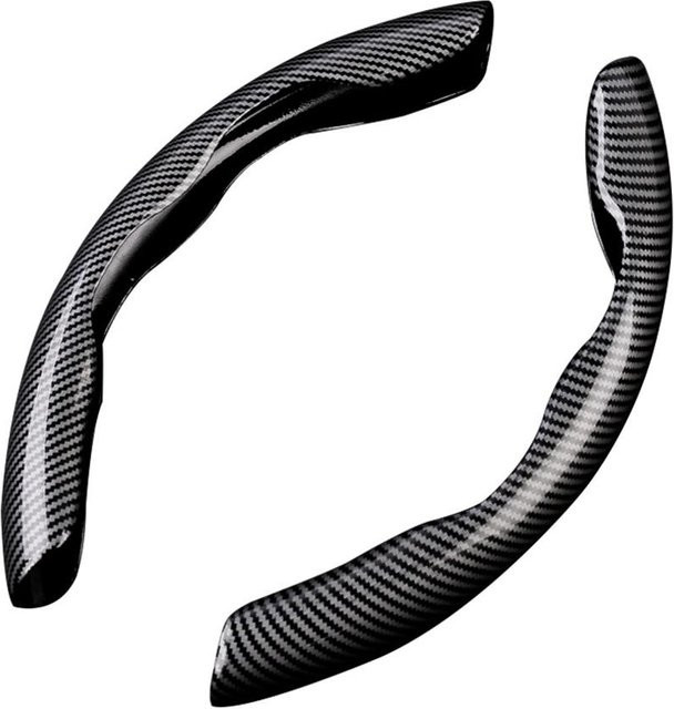 2er-Set Lenkradbezug Auto Lenkrad Booster Carbonfaser-Optik rutschfest Universal Schwarz Durchmesser: 37-38 cm - Bild 1