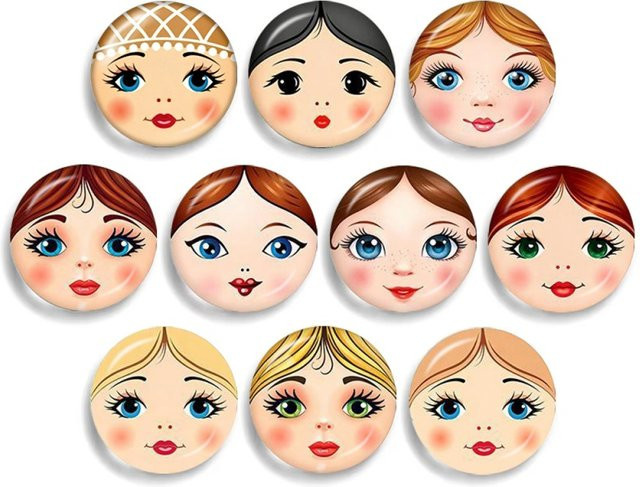 CLWANLUO Glas-Cabochons, Matroschka-Puppen-Gesichter, Bunt, 10 Stück - Bild 1