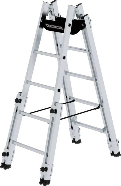 PROREGAL Sprossen-Stehleiter Treppengängig mit 2 x 5 Sprossen in Silber - Bild 1