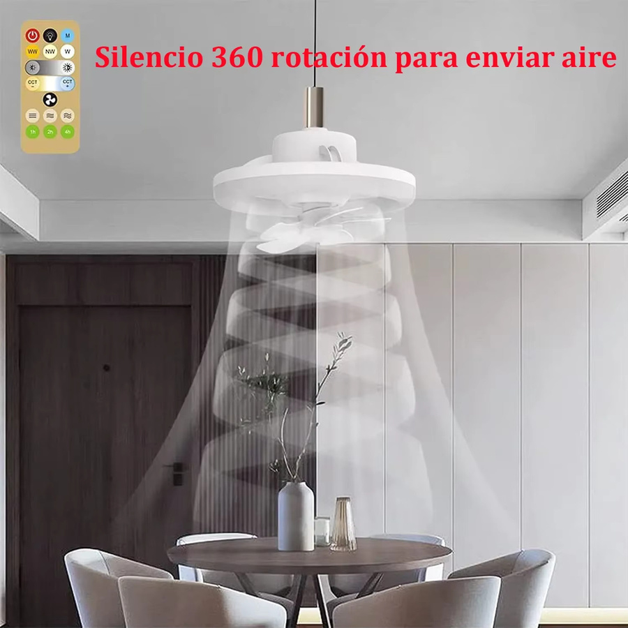 JOYINLED Deckenventilator mit LED-Licht und Fernbedienung, weißer Kronleuchter mit E27 Fassung und 360 Grad Rotation - Bild 3