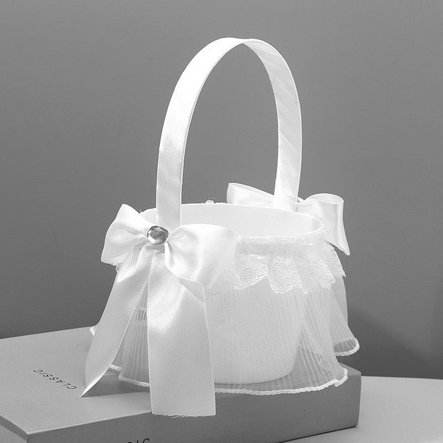 Weißer Wurfkorb für Blumenmädchen aus Kunststoff für Hochzeiten und Tanzaufführungen - Bild 1