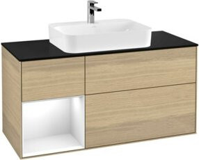 V&B Waschtischunterschrank Finion in Weiß lackiert mit Eichenoptik, Breite: 120 cm, Tiefe: 50,1 cm, Höhe: 50,1 cm - Bild 1