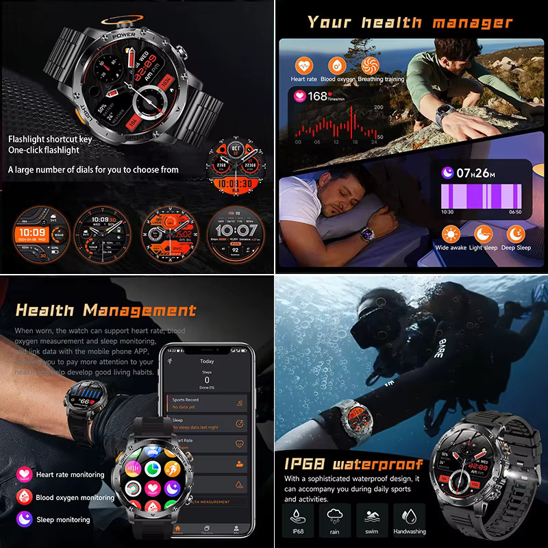 BOXUXING Smartwatch, T-REX 3 Ultra Military, Grau, Herren, GPS, 5 ATM - Bild 4