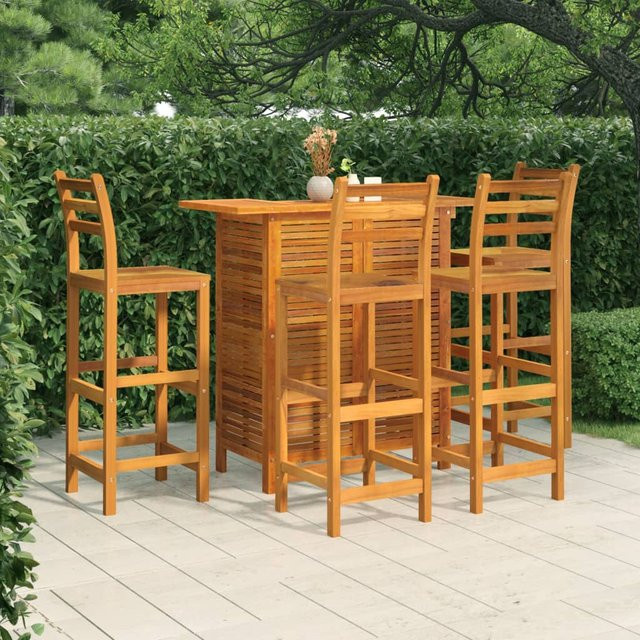 vidaXL 5-teiliges Gartenbar-Set aus Akazien-Massivholz in Braun - Bild 2