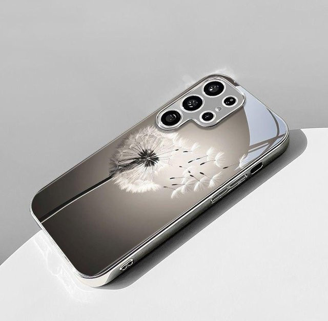 Flauschige Handyhülle mit Pusteblume Design in Weiß und Silber für Samsung Galaxy S26 S25 S24 S23 S22 S21 S20 5G Ultra FE - Bild 1