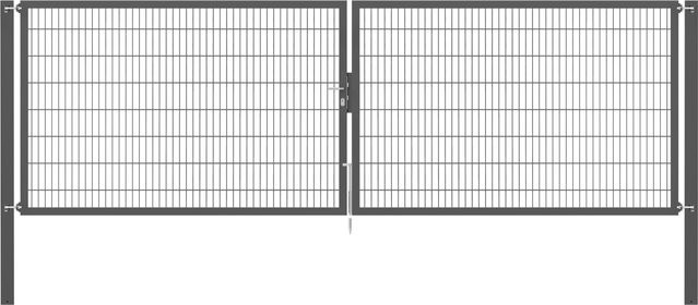 Doppeltor Flexo Plus aus Stahl in Anthrazit mit Pfosten B: 500 cm, H: 160 cm und Pfosten B: 100 cm, H: 100 cm - Bild 1