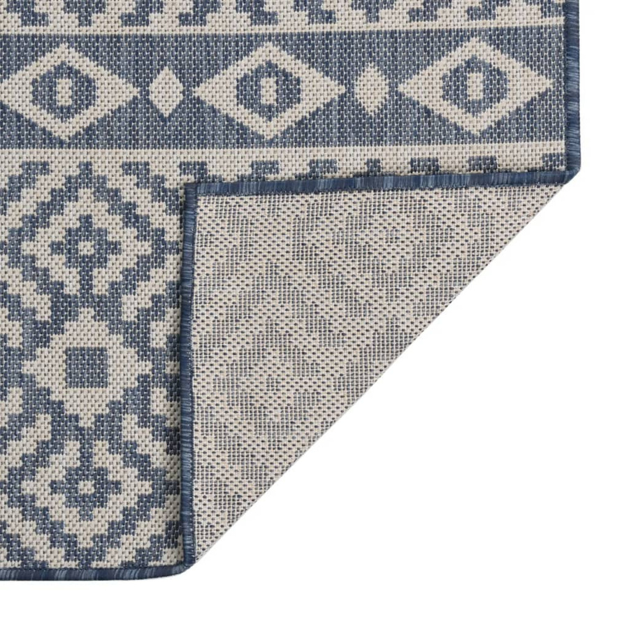 vidaXL Outdoor-Teppich Flachgewebe Blau Gestreift B/T: 100 x 200 cm - Bild 4