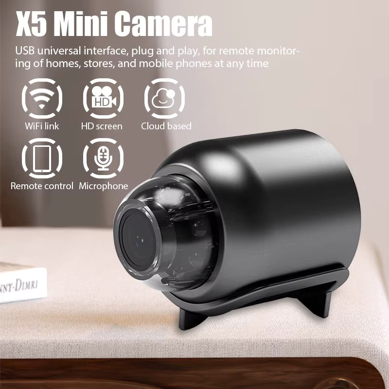 SEamopar Mini-Kamera 1080P HD WLAN-Überwachungskamera mit Nachtsicht und Bewegungserkennung in Schwarz - Bild 2