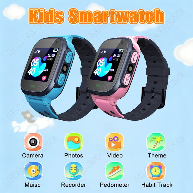 Ola Esporte Kinder Smartwatch mit GPS Tracker, SOS Funktion, HD Kamera und 1,44 Zoll Bildschirm in Pink - Bild 1
