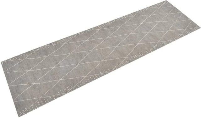 vidaXL Küchenteppich Samt in Hellgrau mit Rautenmuster, Waschbar und Rutschfest, B: 45 cm, L: 150 cm - Bild 1