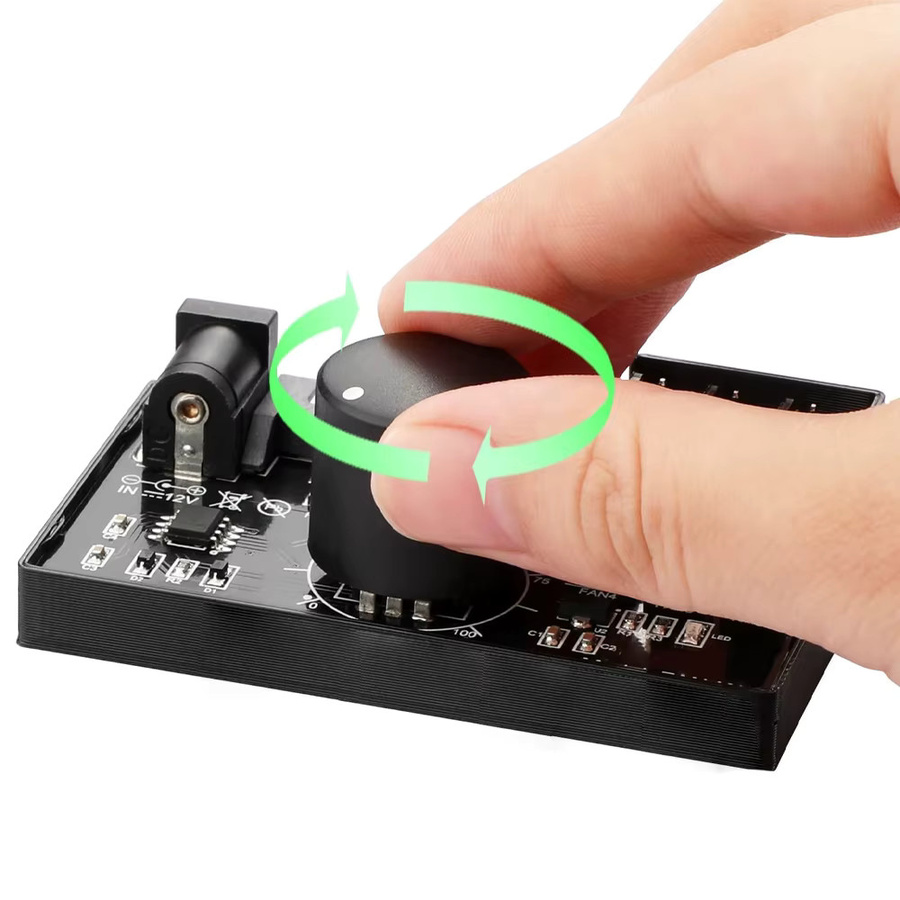 diymore 4-Pin 12V PWM Lüftersteuerung und PC-Lüfteradapter-Hub mit SATA-Stromversorgung, 60W 5A Controller, Schwarz - Bild 4