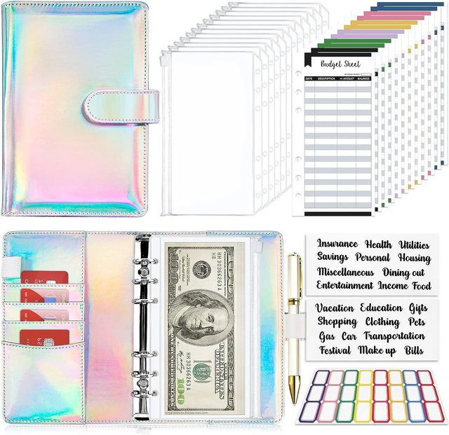 Budget Binder Organizer mit Reißverschluss und 6 Taschen im A6 Format, Rose Gold - Bild 1