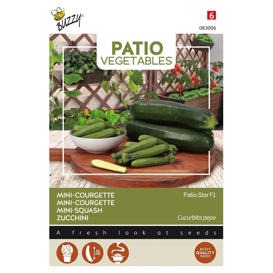 Buzzy Patio Veggies Zucchini Patio Star F1 Samen für Balkon und Gemüsegarten, 6 Stück - Bild 2