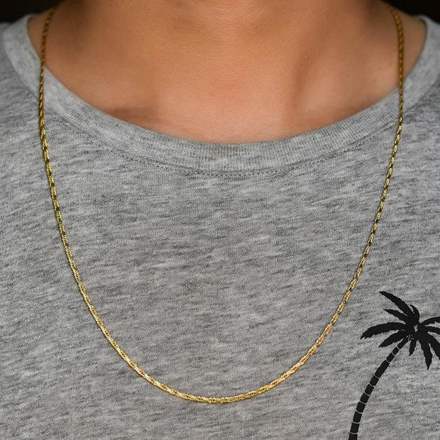 Halskette Vintage Edelstahl, Gold, 76 cm, Unisex - Bild 1