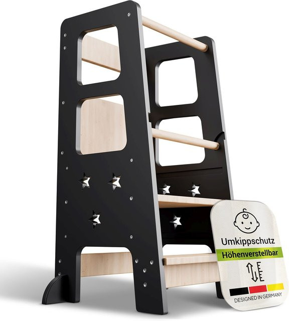 Juskys Lernturm Henny Stehhilfe aus Holz in Schwarz, B/T/H: 44 x 40 x 90 cm - Bild 4