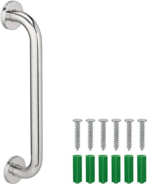 Relaxdays Haltegriff aus Edelstahl in Silber, wandmontiert und belastbar bis 200 kg, B/T/H: 40 x 6 x 8 cm - Bild 1
