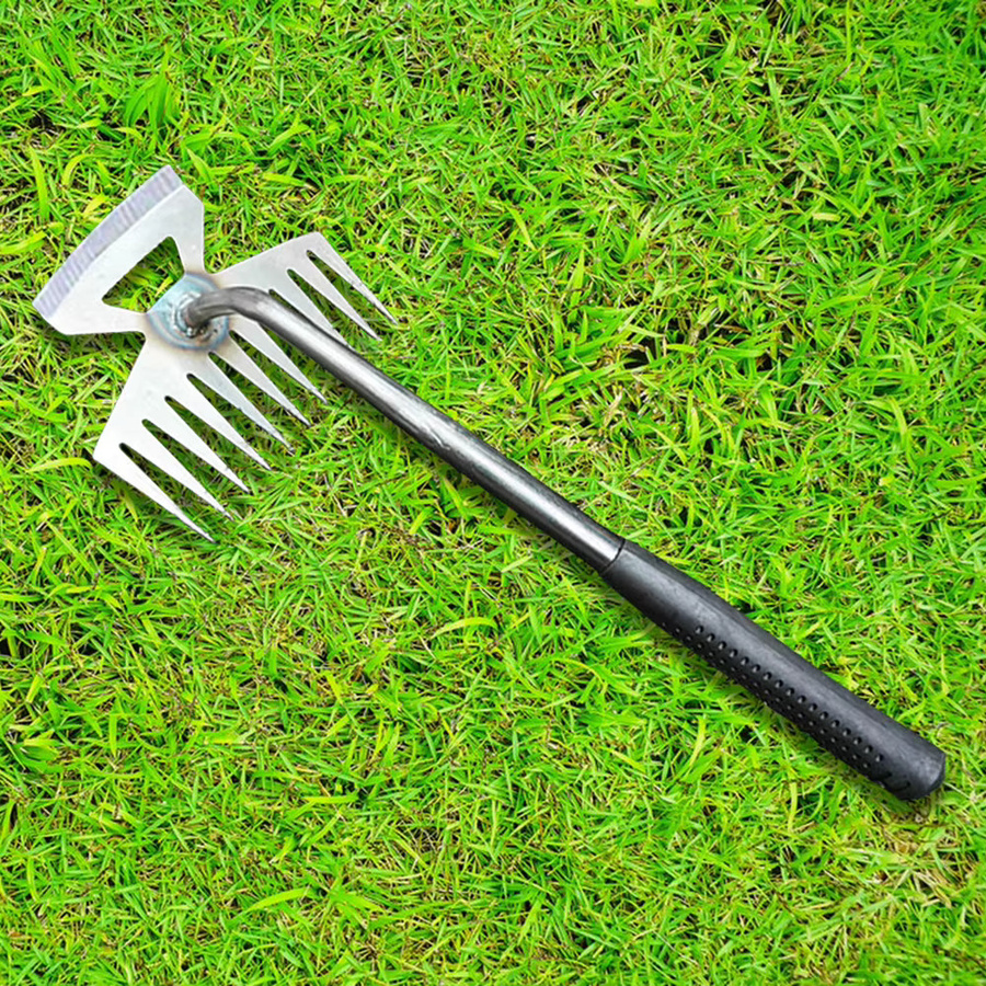 APWIKOGER 2 in 1 Unkrautentferner mit ergonomischem Griff, manuelle Unkrautgabel und Gartenschaufel in Blau und Silber - Bild 2
