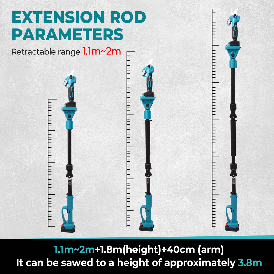 DWiusty 3-in-1 Elektrische Kettensäge mit Teleskopstange als Astschere und Hochastsäge für Makita LXT Akkus, Blau, 600W - Bild 5