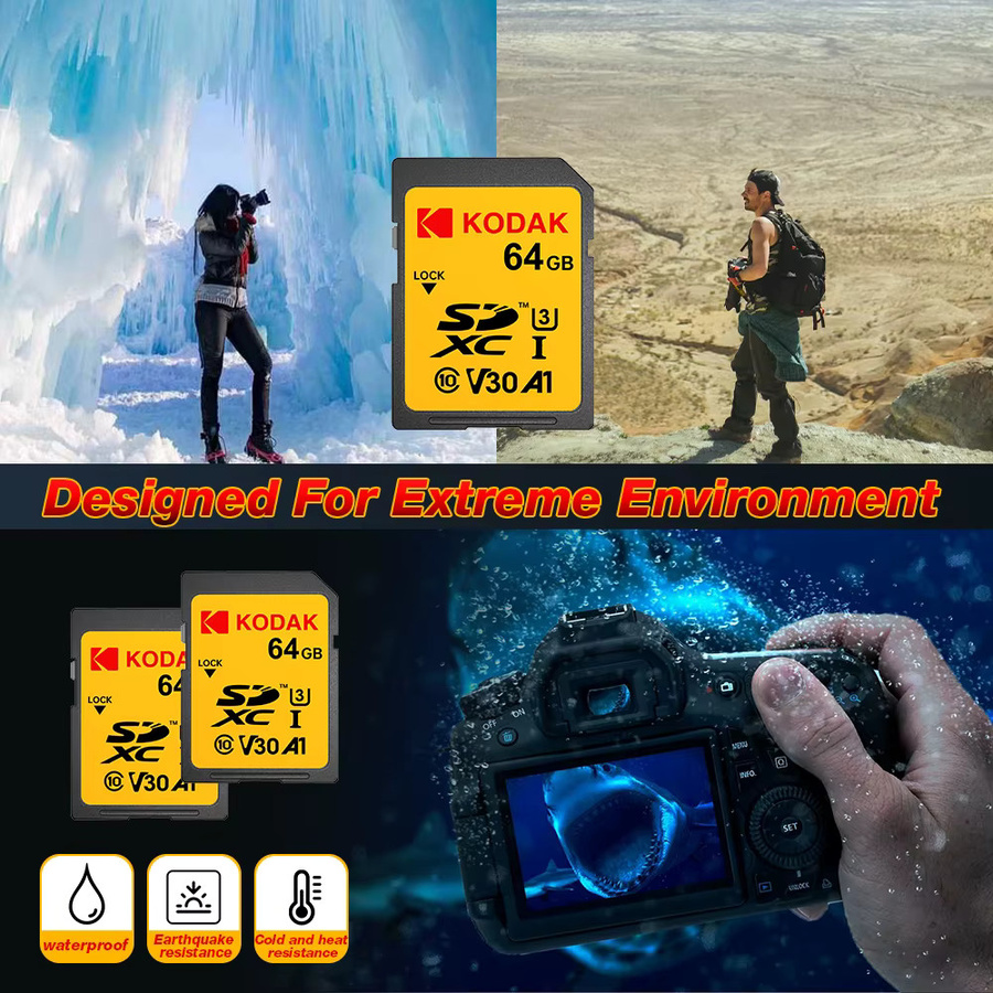 Kodak SDXC Speicherkarte für DSLR-Kameras, UHS-I, U3, V30, A1, Class 10, unterstützt Ultra HD 4K Video, Schwarz - Bild 3
