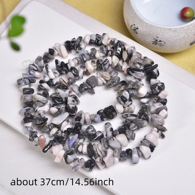 Armband Zebra-Jaspis-Nuggets, schwarz-weiß, Perlen - Bild 1
