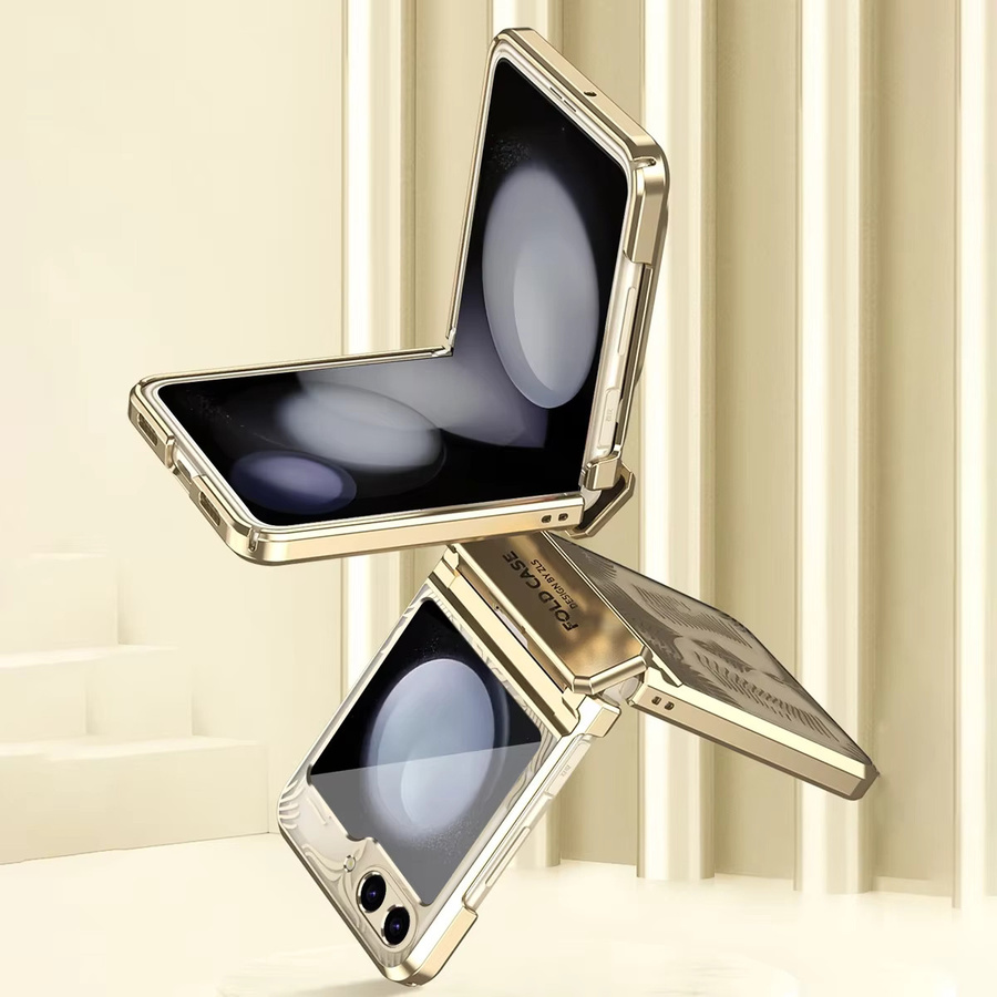 Transparente Galvanik Schutzhülle mit Scharnierschutz für Samsung Galaxy Z Flip 7 6 5 4 3 in Gold - Bild 4