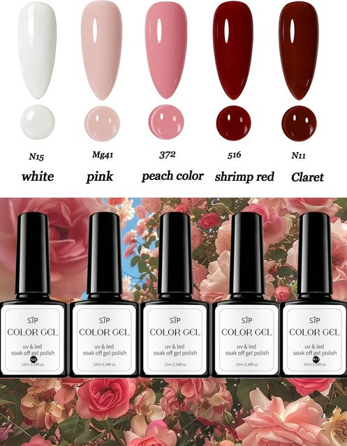 SJP Nagellack-Set, 1/5-teilig, rosa, Gel, glänzend, 10 ml - Bild 1