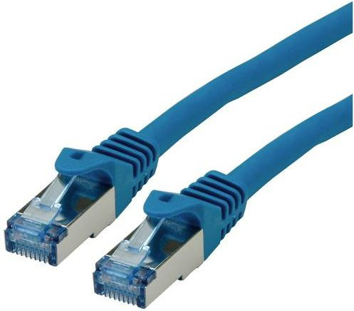 Roline RJ45 Patchkabel CAT 6a S/FTP Ethernet LAN, Länge: 0,30 m, Blau und Rot - Bild 1