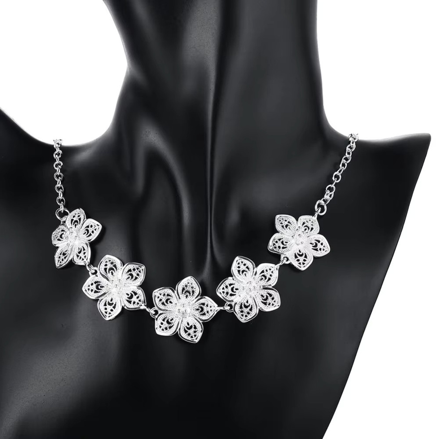 Charm Fashion Schmuckset, 925 Silber, Blumen, Damen - Bild 2