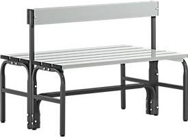 Sypro Umkleidebank aus Edelstahl und Aluminium mit Rückenteil, Breite: 150 cm, Farbe: Anthrazit - Bild 1