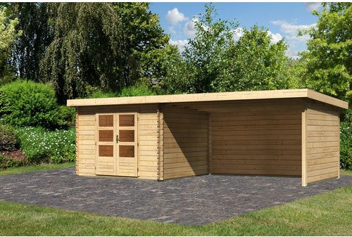 KARIBU Gartenhaus Bastrup aus Holz in Beige, B/H/T: 679 x 220 x 297 cm - Bild 1