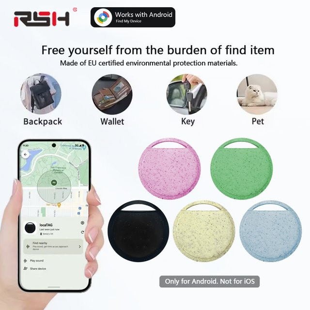 RSH Smart-Tag GPS Anti-Lost-Tracker für Android Google Find My, kohlenstoffarmes Material für Schlüssel, Haustiere und Koffer - Bild 1